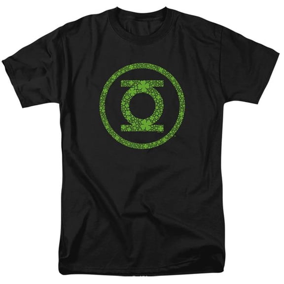 Trevco Sportswear JLA10095SPD-AT-3 Green Lantern St. Patricks Day Shamrock Logo Adult Regular Fit Short Sleeve T-Shirt, Black - Large