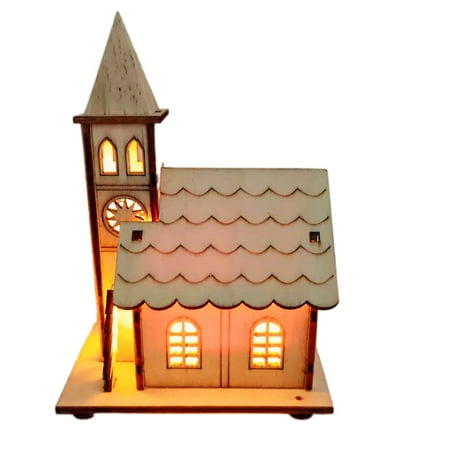 

Christmas Wooden Lighted House LED Light Up Village Luminous Cabin Xmas Tree Hanging Pendant Ornament Party Decoration