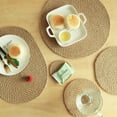 thumbnail image 7 of Straw Round Woven Placemats for Dining Table, Rattan Table Mats, Natural Straw Mat Braided, Weave Placemats Handmade, 11.8" x 15.7", Set of 2, 7 of 7