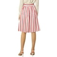 thumbnail image 4 of MODA NOVA Junior's Stripes Button Front Elastic Back A Line Midi Skirt XS Red, 4 of 6