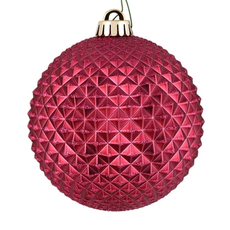 Vickerman 4 Berry Red Durian Glitter Ball Ornament 6 per Bag