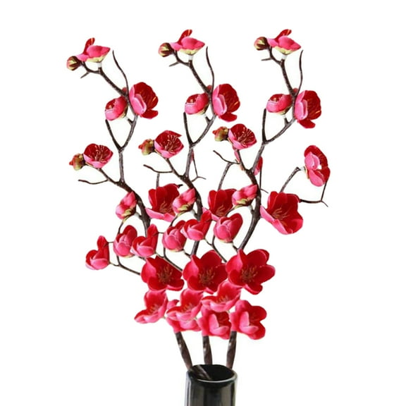 3 PCS 24 in Artificial Flower Cherry Blossom Faux Silk Plum Branches Fake Tree Stems for Vase Wedding Home Table Decor