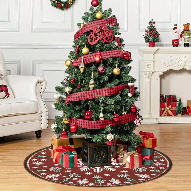 Washable Christmas Tree Skirt Short Pile Polyester Tree Rug for Small To Medium Trees | High-Definition Printed Holiday Floor Mat | Soft Cozy Home Decor for Under Christmas Tree | Festive Base Cover