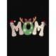 thumbnail image 2 of 1pc Festive Reindeer Antler Christmas Print Women'S Casual Round Neck Short Sleeve T-Shirt, Polyester Knit Fabric, Comfortable Holiday Summer Top, Global Seasonal Style, 2 of 6