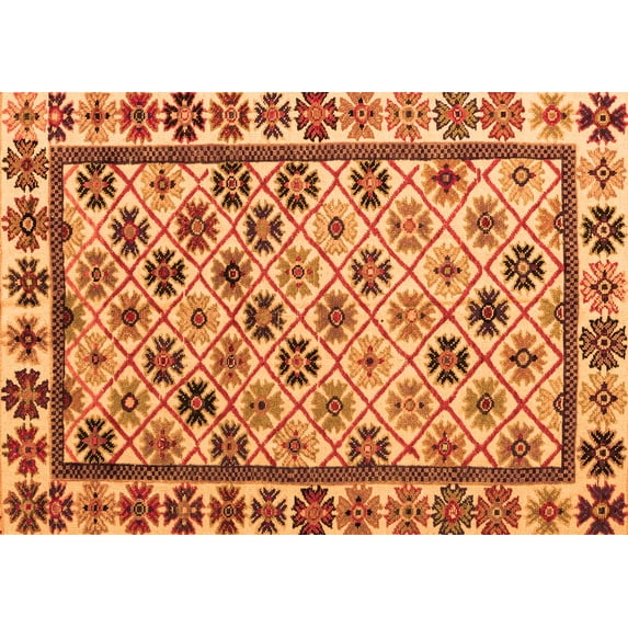 Ahgly Company Indoor Rectangle Abstract Orange Modern Area Rugs, 7' x 10'