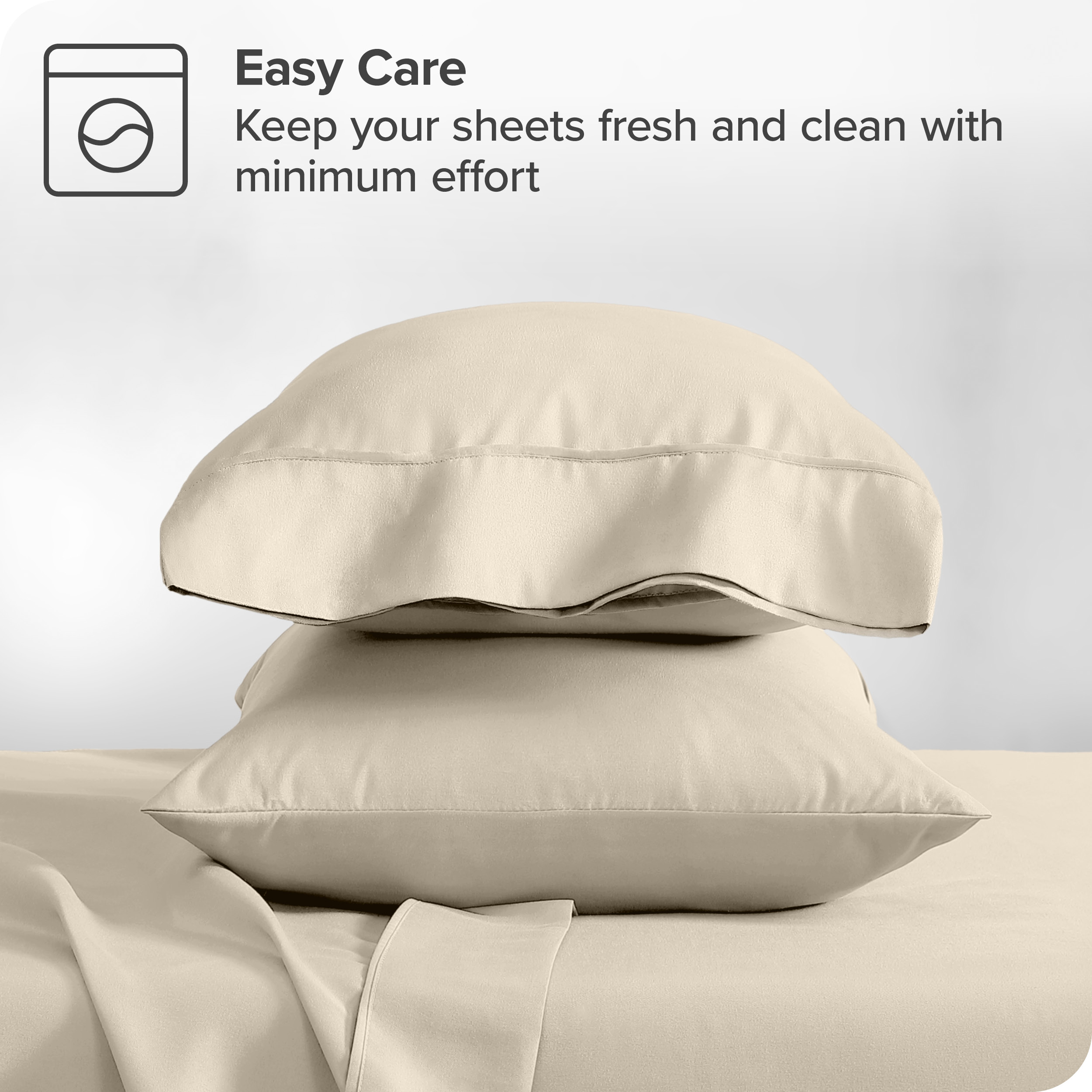 Bare Home Sand Microfiber Pillowcase Set, Hypoallergenic, King Set of 2