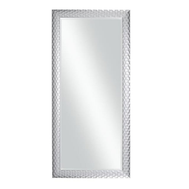 Benzara BM205953 Stylish Rectangular Polystyrene Framed Leaner Mirror, Metallic Silver