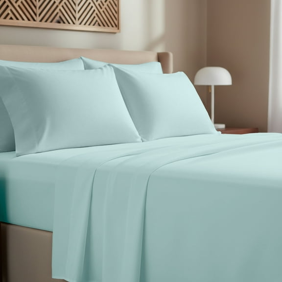 California Design Den, 100% Cotton, 4-Piece Full Size Sheet Set, Seafoam