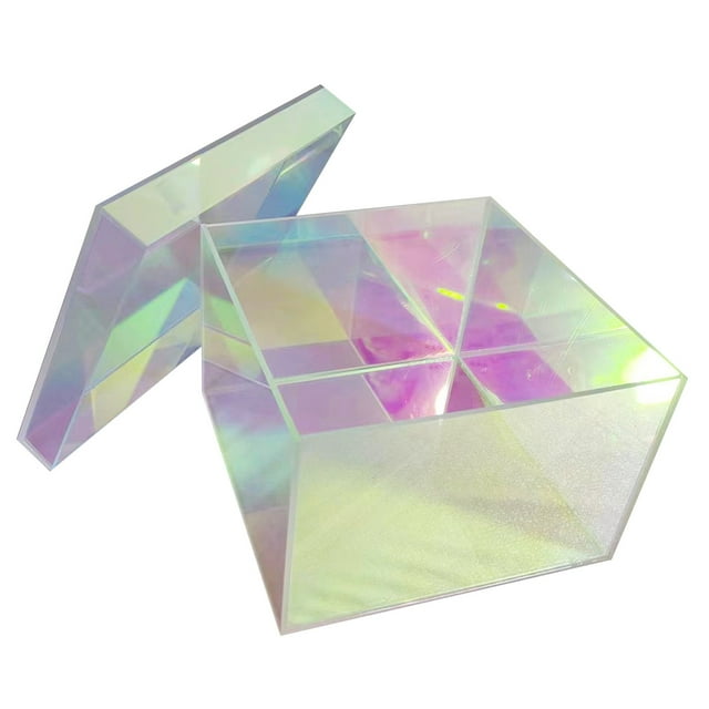LCXmlly Porte-Mouchoirs Moderne Boîte de Rangement en Acrylique Iridescent Grande Capacité Multifonctionnelle Plateau de Maquillage de Bureau avec Poignée Creuse Panier Organisateur