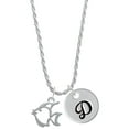 thumbnail image 1 of Delight Jewelry Silvertone 2-D Open Angel Fish Silvertone Script Initial Disc - D - Charm Necklace, 20"+3", 1 of 4