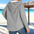 thumbnail image 2 of Craaazy Plus Size Hooded Sweatshirt for Women Button Casual Solid Color Oversize Long Sleeve Shirts Gifts, 2 of 7