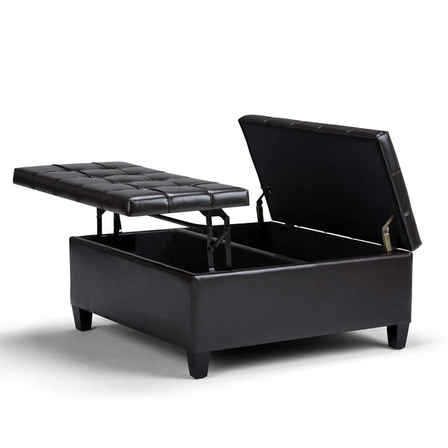 Allora Ottomane de Table Basse de Rangement, Brun Tanner