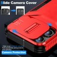 thumbnail image 2 of for iPhone 13 Pro, Luxury Sliding Camera Cover Soft TPU + Hard PC Shockproof Drop Protective Hybrid Stylish Ultra Slim Frosted Anti-slip Grip Phone Case for iPhone 13 Pro, Red, 2 of 7