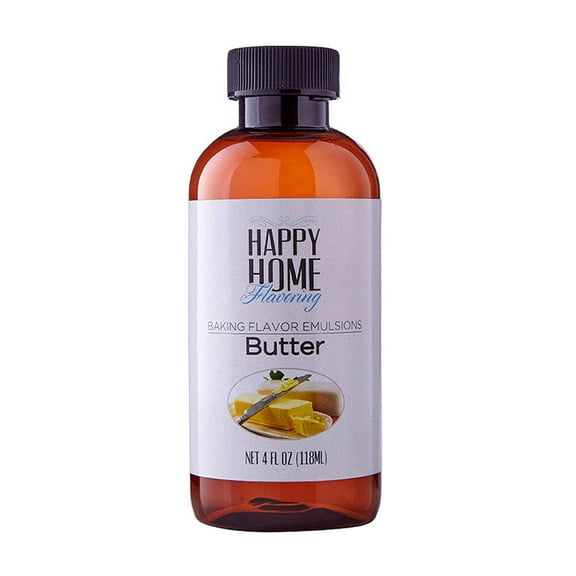 Happy Home Flavoring Imitation Butter Baking Flavor Emulsion - Certified Kosher, 4 oz.