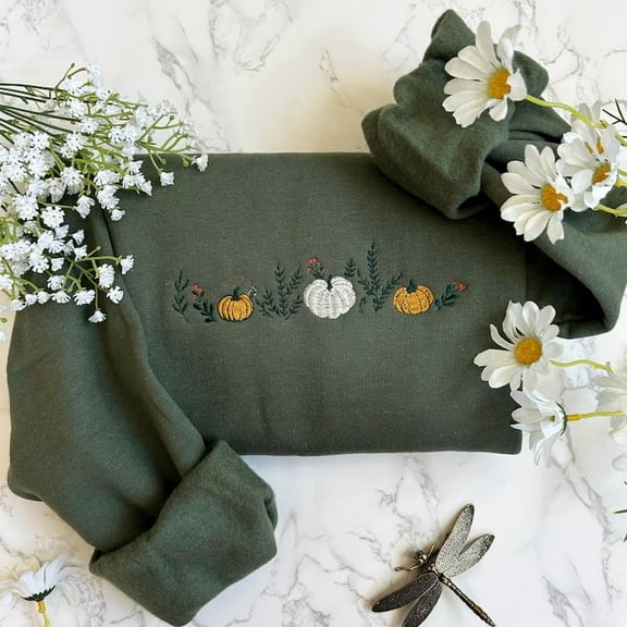 Fall Pumpkins Embroidered Sweater