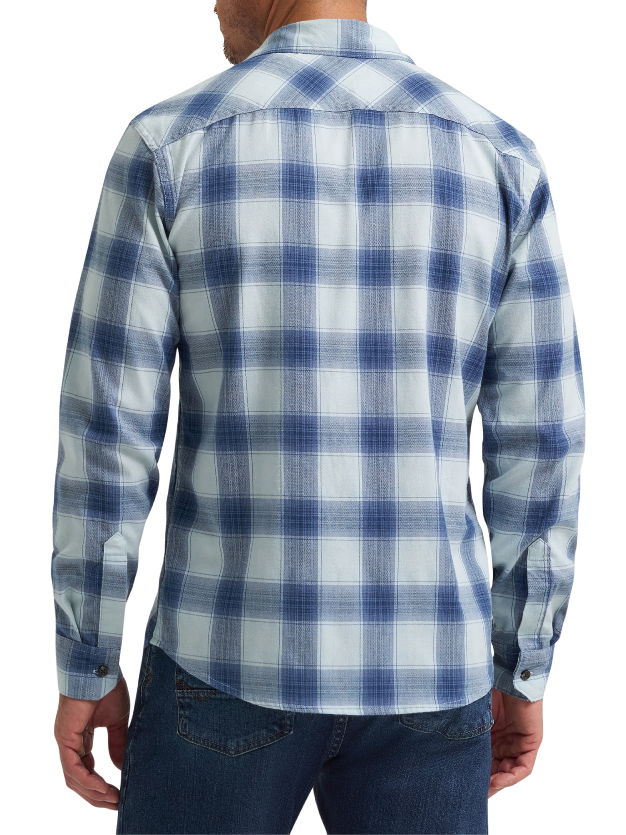 Wrangler® Men's Slim Fit Long Sleeve Woven Twill Shirt with Sunglasses Cleaner, Sizes S-5XL