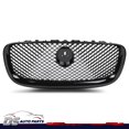 thumbnail image 2 of Fit For 2012-2014 Jaguar XF XFR Gloss Black Front Upper Mesh Grille W/ Emblem, 2 of 12
