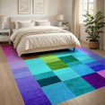 thumbnail image 3 of ODIKA 8'x10' Ultra-Soft Area Rug, Ombre Short Checkerboard Contemporary Geometric Checkered Pile None Washable, Bare feet friendly, Silk-Touch for Bedroom, Under Sectional, 3 of 7