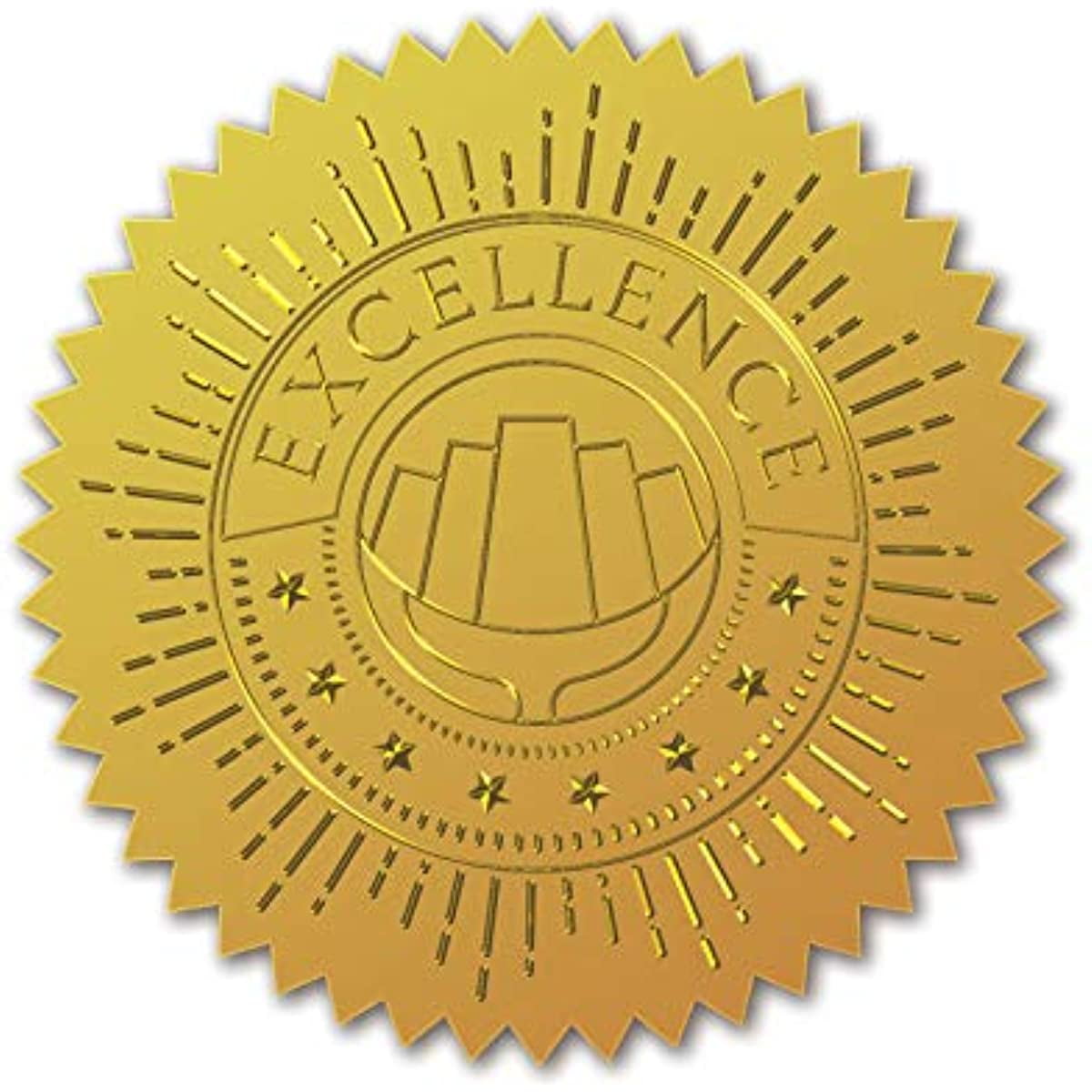 Gold Foil Certificate Seals Excellence Self Adhesive Embossed Seals