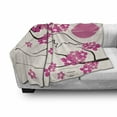 thumbnail image 2 of Pink Floral Soft Flannel Fleece Throw Blanket, Japanese Abstract Arty of Cherry Blossom and Mount Hill with Sun, Cozy Plush for Indoor and Outdoor Use, 70" x 90", Off White Pink, by Ambesonne, 2 of 5