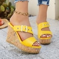thumbnail image 2 of Platform Sandals for Women Cork Wedges Backless High Heels Open Toe 2026 Summer Fashion Buckle Strap Slip on Slides Yellow Size 6.5, 2 of 6