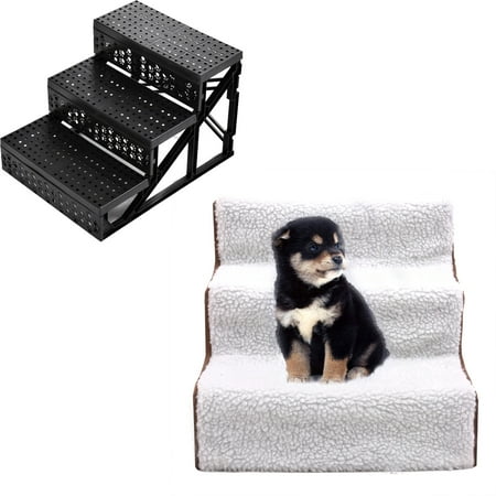 - Jaxpety White Pet Stairs Removable Washable Pets Ramp Ladder 3 Steps Indoor Dog Cat Steps for Puppies Up to 55 lbs