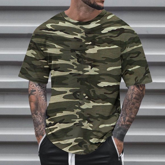 Father Day Sale Deals!Men Camo T-Shirts Graphic Tees,Graphic Shirts for Men Trendy,Summer Casual Shirts for Men Short Sleeve Pullover,Summer Fashion Casual Men's Round Neck Printed T-shirt Top