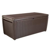 Keter Sumatra Rattan Style 135 Gallon Plastic and Resin Deck Box, Brown