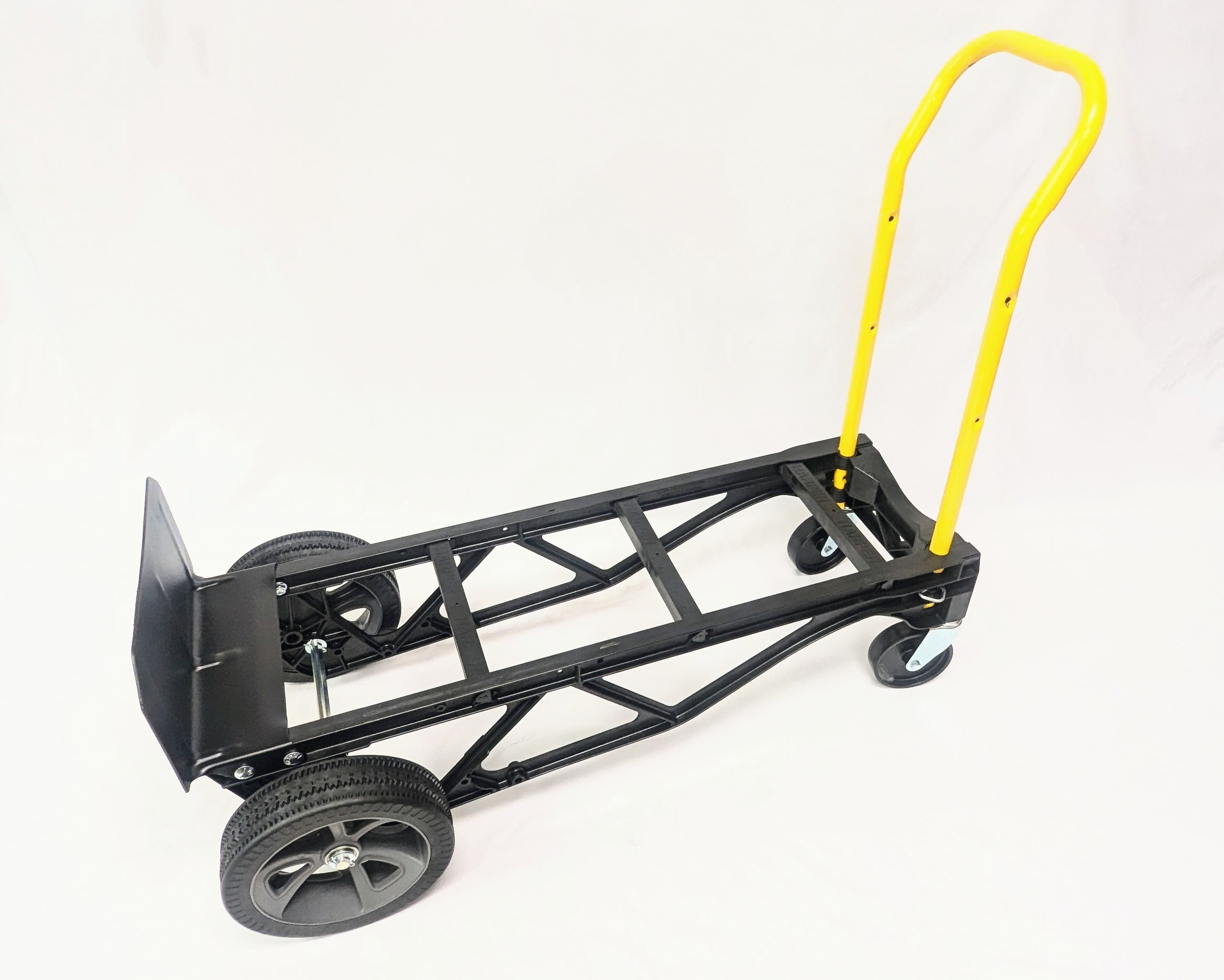 Harper Trucks PGDY0335P 600/700 lb. Capacity Nylon Convertible&nbsp;Hand Truck with 10" Flat Free DuroTread Pro Wheels, Yellow&nbsp;Handle/Black&nbsp;Frame