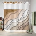 thumbnail image 5 of No Hook Shower Curtain with Built-in Rings - Beige Brown Beach Coastal Washable Waterproof Fabric Bathroom Curtains for Hotel,Rentals, 72 X 72 Inch Long , Abstract Geometric Ocean Waves, 5 of 8