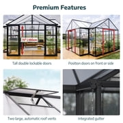 Palram - Canopia Triomphe Chalet - 12' x 15' - Walk-In Hobby Greenhouse - Black - with 2 Roof Vents
