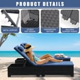 thumbnail image 5 of 3 Pcs Patio Chaise Lounge with Coffee Table Cushion&Pillow Outdoor Lounge Chair Chaise Lounger Patio Reclining Chair 5 Angle Adjustment PE Rattan for Courtyards Poolside Garden, 5 of 10