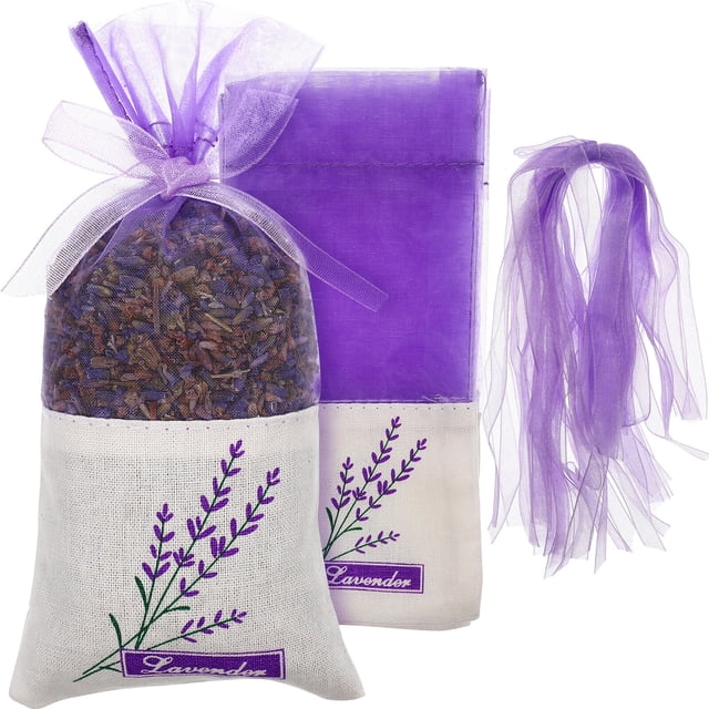 30 Pcs Lavender Flower Bags Flower Printed Fragrance Purse Empty Sachets Bags with Matched Ribbons