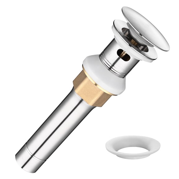 Aquaterior Bathroom Pop up Drain with Overflow Lavatory Vessel Basin Sink Stopper Nickel Stainless Steel