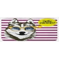 thumbnail image 1 of Alaskan Malamute Kitchen Mat, Purple Stripes with Husky Sketch Yellow Hipster Glasses Hello Summer Words, Plush Decorative Kitchen Mat with Non Slip Backing, 47" X 19", Multicolor, by Ambesonne, 1 of 1