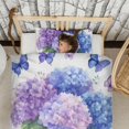 thumbnail image 3 of Hydrangea and Butterfly Duvet Cover and Pillowcase Set for Single Bedding, Bedroom Accessories for Kids Teens, 3 of 5
