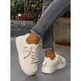 thumbnail image 2 of Women's Fashionable Color Block Beige Breathable Lace-Up Round Toe Sneakers For Casual And Sporting, 2 of 5