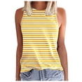 thumbnail image 2 of YMNXA Women's Tank Top Sleeveless Round Neck Striped Print Comfortable Breathable Basic Camisoles For Casual Daily Wear And Layering,Yellow,M, 2 of 4