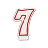 Pack of 6 White and Red Numeral "7" Decorative Birthday Party Candles 3"