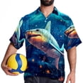 thumbnail image 4 of Starry Shark Men's Hawaiian Printed Short Sleeve Button Down Casual Beach Shirt's, Unisex, 4 of 6
