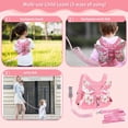 thumbnail image 4 of 3 en 1 Arnés para niños pequeños Correas + Anti Lost Wrist Link, Mochila de seguridad de pulsera para caminar para niños pequeño oso de fresa Hogar, 4 of 5