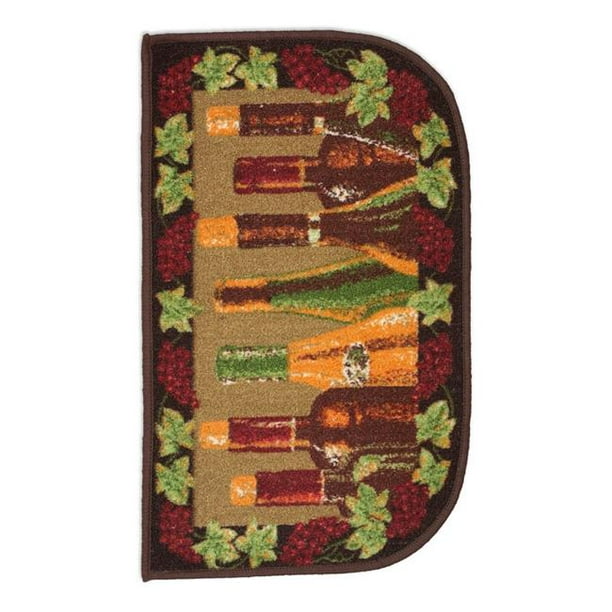 J & M Home Fashions Wine Bottle Kitchen Slice Rug 18x30