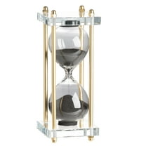 Modern Chic, Hourglass - Gold Finish with Black Sand and Crystal Accent