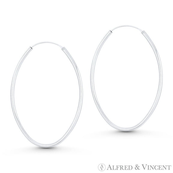 Oval Tube (57x39x2mm) Lightweight Hollow Hoop Earrings in .925 Sterling Silver