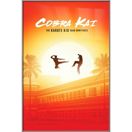 Cobra Kai - Framed TV Poster (Sunset Showdown - Crane - Regular) (Size: 25" x 37") (Silver Aluminum Frame)