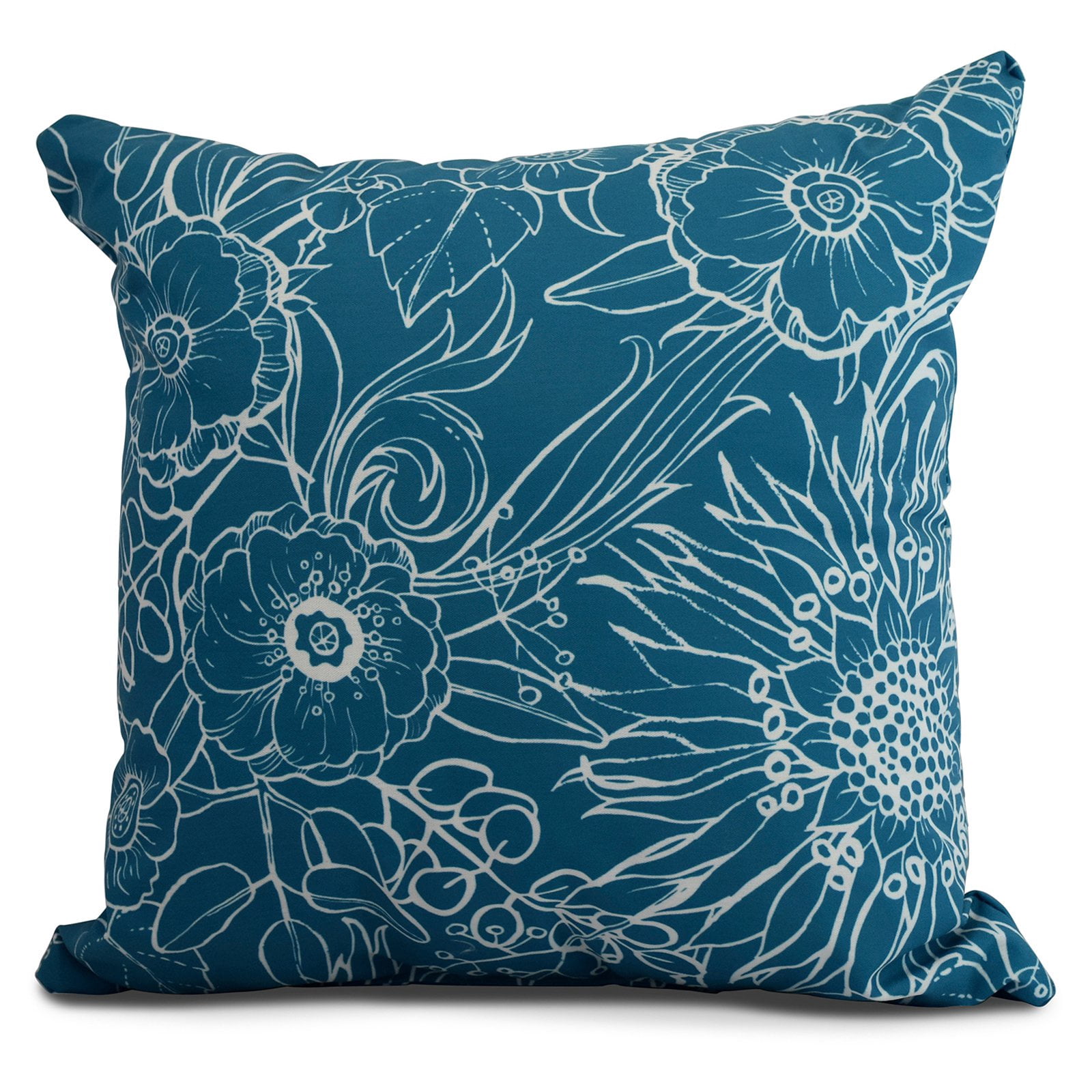 Simply Daisy, 16 x 16Inch, Zentangle 4, Floral Print Pillow, Teal