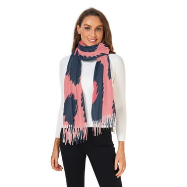 Dark Blue Spots Pink Women Scarf Winter Warm Large Scarves Long Shawl wrap