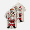 thumbnail image 2 of IROINNID Hawaiian T-Shirt for Men Button Up Christmas Short Sleeve Shirt Funny Xmas Tree Print Vacation Shirt,White, 2 of 6