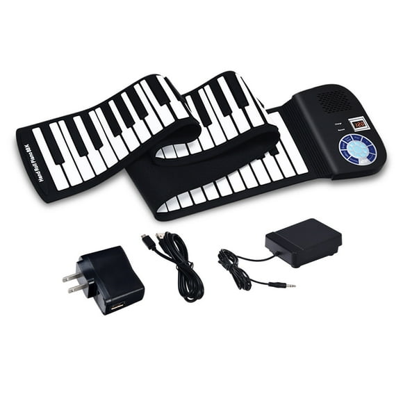 Costway 88 Key Electronic Roll Up Piano Keyboard Silicone Rechargeable  w/Pedal