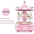 thumbnail image 3 of Carousel music box, pink, 4 horses, Beethoven's Fur Elise, 3 of 5